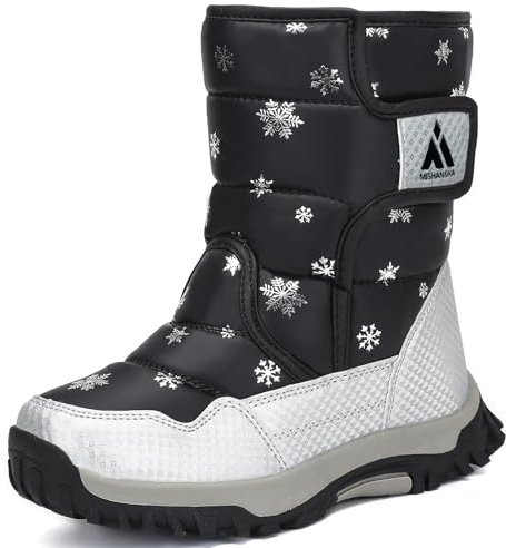 Mishansha Bottes de Neige Hiver Enfant Fille Garçon Noir 32 EU