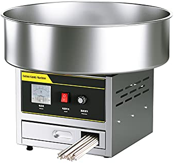 GLJTUO Machine À Barbe À Papa Électrique 1200 W, Machine À Barbe À Papa Commerciale, Machine À Sucre Filée Professionnelle en Acier Inoxydable (Argent)