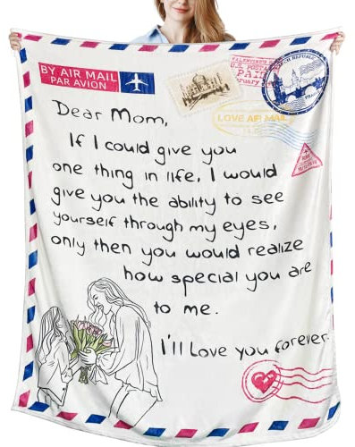 JUZGTSIT To My Mom Decke, Geschenk für Mutter, Überwurf, Decke, warme Geschenke, Mütter, Geburtstag von der Tochter, für Mutter, Geburtstag, für Frauen, weiches Bett, Flanell, Mutterdecke, 150 x 200