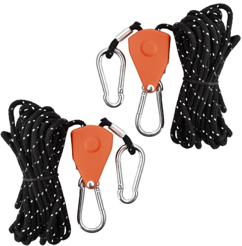 2 Piezas Cuerda De Camping Ligera, 4 m Cuerda de Nailon, Cuerdas Tipo Tienda de Campaña Cuerda de Supervivencia con Tensor, Cuerdas Reflectantes para Lámparas de Plantas, Acampar, Toldos, Senderismo