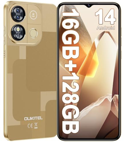 OUKITEL C57 Pro Smartphone Android 14-16GB+128GB/1TB Octa-Core, 6.52 HD Telefono Cellulare, 13MP+5MP Cellulari, Batteria 4300mAh, 4G Dual SIM Telefoni, Nano+Nano+TF/3.5mm Jack/GPS/Face ID/OTG