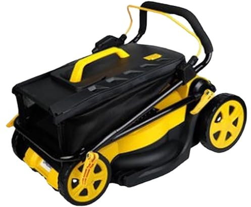 FEVKFTXF Hand pushed cordless lawn mower 40V collection bag folding lawn mower with adjustable height including 2 batteries and charger,Yellow