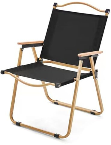 Tragbarer faltbarer Strandstuhl mit Armlehnen aus Holz, leicht, zusammenklappbar, für Gartenangeln, Heckklappen und Sport