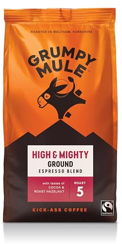 Grumpy Mule High and Mighty Espresso Blend Ground Coffee with notes of Cocoa and Roast Hazelnut 200g
