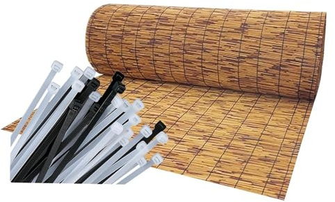 Schilfzaun Sichtschutz Zaun Garten Balkon Terrasse Bambusmatte Schilfrohrmatte, 0,6 0,7 0,8 0,9 1 1,2 1,5 1,6 m Hoch Sichtschutzzaun Gemütliche Atmosphäre Schilf Sichtschutz(95x550 cm 37x216 in)