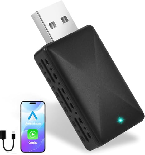 Gaethra Carplay & Android Auto Wireless Adapter, Plug and Play, USB C/A, Kompatibel mit iOS 10+/ Android 11+, Car Play Stick Geeignet für Fahrzeuge, die mit CarPlay/Android Auto funktionieren, CZHZ04