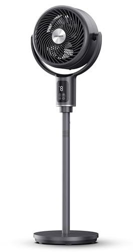 PELONIS Pedestal Circulator Fan with Remote - 20dB Ultra Quiet Standing Fan, 9 Speeds DC Motor, 9H Timer, Adjustable Height & 135°+100° Oscillation for Bedroom/Living Room, Black
