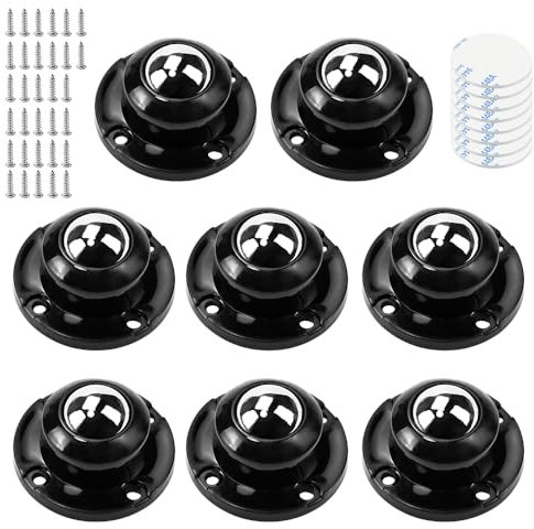 HWSWSH 8 Pcs Mini Roulettes Auto-adhésives en PVC, Universelles Pivotantes à 360° pour Petit Electromenager Meuble Pots de Fleurs Ornements (Noir)