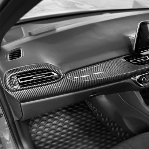 FUEISOF Car Trim Car Dashboard Panel Cover Trim For Hyundai I30 / I30N 2018-2025 Carbon Fiber Style ABS Interior Decoration Accessories RHD