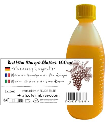 Madre de Vinagre de Vino Tinto 100 ml - Cultivo Natural de Fermentación - Hasta 50 L de Vinagre Casero