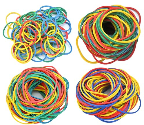 400 Pcs Elastic Bands,Heavy Duty Rubber Bands in Various Sizes,Sturdy Thick Stretchable Colored Bands,Natural Elastic Band for Bundling Organising Items Stationery DIY Crafts 25mm,38mm,50mm,60mm