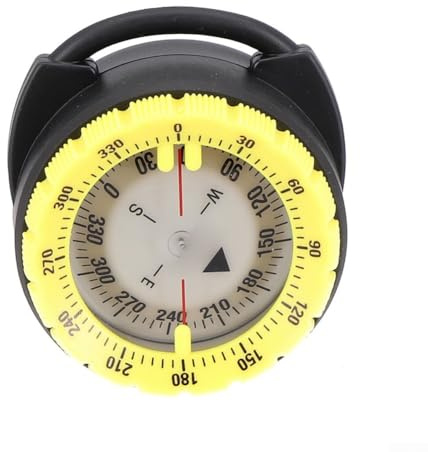 Dive Com-pass Compas de plongée étanche et lumineux avec fenêtre de lecture sous l'eau Compact avec collier de serrage pour voile et plongée Jaune