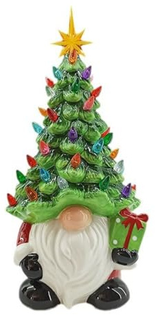 HGZHNAT Weihnachtsdeko, Wichtel Keramik Weihnachten Deko Mit Licht, Wichtel Deko Weihnachten, Weihnachtswichtel Figuren Led, Mann Keramik Weihnachtsbaum Kleines Prelit Holiday Dekore Für Tischtisch