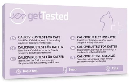 getTested Calicivirus Test für Katzen, Feline Virus Heimtest, 10-Minuten Schnelltest für Katzenschnupfen, Nachweis von Atemwegsviren über Sekretprobe