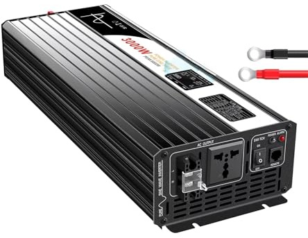 Transformateur Onduleur Solaire À Onde Sinusoïdale Pure 1500W 2000W 2500W 3000W 12V/24V/48V DC vers 110V 220V AC Écran LCD(24V,110-120V,3000W)