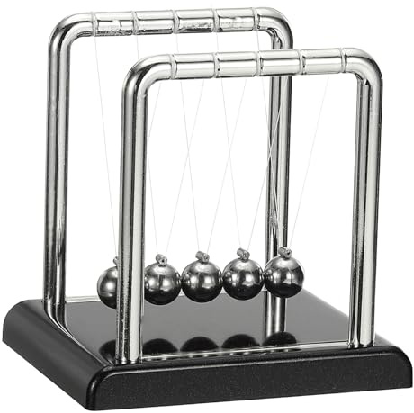 PATIKIL Newtons Cradle, Newton's Cradle Pendulum 5 Balance Balls Desk Toys Gravity Ball Cool Funny for Physics Toys Adults Science Men Office Desk Decor Home Gift, Black, S