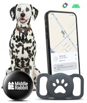 Localizador Perro Android para Collar, Rastreador Bluetooth Compatible con Google Find Hub, GPS para Perros Sin Suscripción, Resistente al Agua IPX6, Middle Rabbit