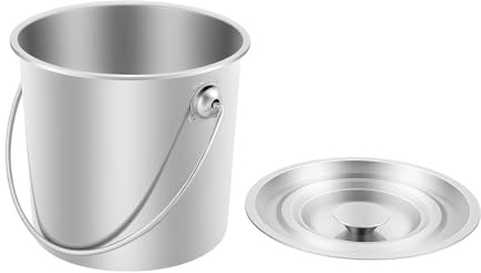 PBTERDTF Eimer mit Deckel, 6L Edelstahl Behälter Rund Kücheneimer Eimer mit Griff Lebensmittel Aufbewahrung Futtereimer Milcheimer Sektkühler für Küche Und Gastronomie Bars, Partys (6L)