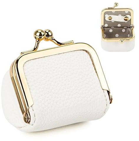 Ufdeoton Mini smyckeskrin för resor Liten smyckesschatulle av äkta läder Smyckesorganisatör Liten Bärbar smyckesfodral med kyssspärr Mini smyckeslåda för örhängen, ringar, halsband, armband