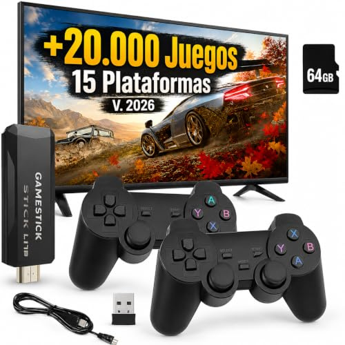 Consola Retro HDMI V. 2026 Incluye 2 Fundas para los Mandos | Pinchar y Jugar Miles de Juegos Videoconsola y 2 Gamepad Inalámbricos | Videojuegos Clásicos Arcade | Pincho Stick Sin Internet TV Tele