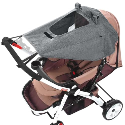 CEJAS 1 Pieza Parasol Cochecito Bebe, Toldo Silla Paseo con Mirilla y Alas de Sombra, Toldo Protección Solar Universal, para Cochecitos Capazos Ajustable Protección Solar UV 50+, Gris Oscuro