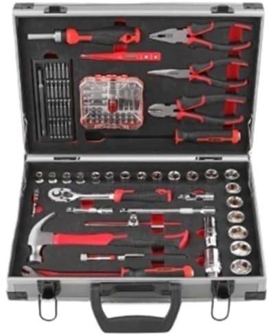 Home Repair Toolkit 95-PC Comprehensive Tool Set w/3/8 & 1/4 Sockets, Ratchet, Bits & Voltage Tester (380x270x105mm) for Auto/Home Repair