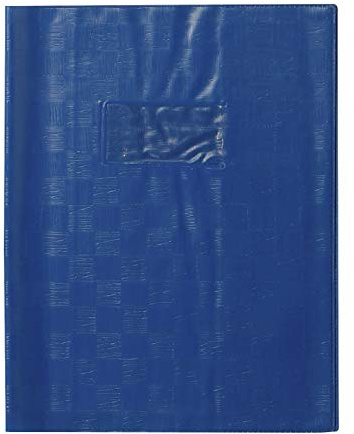 Calligraphe 71102C - Heftumschlag / Heftschoner / Hefthülle Calligraphe mit Feinkörnung, 17x22 cm, Etikettenhalter, Lesezeichen, aus PVC blickdicht und strapazierfähig, Blau, 1 Stück