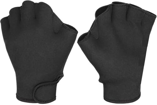 1 Pair Swimming Gloves Aquatic Swim Training Gloves Neoprene Webbed Gloves Fitness Water Resistance Glove for Men Women Children Unisex (Black, Medium)