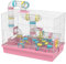 Large Hamster Cage DIY Habitat 20‘’x12''x15'' With Comaplete Tunnel Tube Module Toys for Gerbil Mouse Dwarf Mice(Pink)