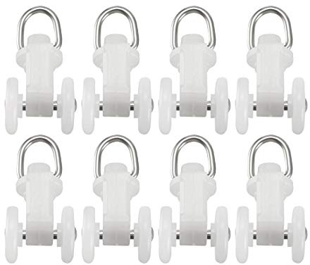 sourcing map Curtain Track Plastic Twin Wheeled Carriers Drapery Rail Sliding Glider for Window Shower Curtain Tracks 12mm Wheel Dia 80 Pcs