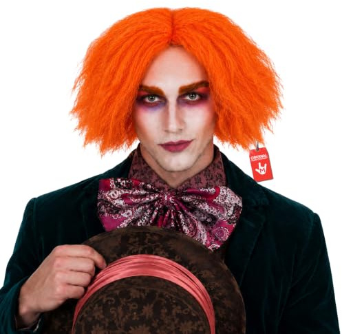 Fun Shack Orangene Hutmacher Perücke, Verrückter Hutmacher Perücke, Clown Wig, Perücke Verrückter Hutmacher, Clown-Perücke - Einheitsgröße