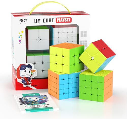 ROXENDA Speed ​​Cube Bundle, Pusselkub Set med 2x2x2 3x3x3 4x4x4 5x5x5 Magisk Kub med Presentask, Hemlig Handledning för Hastighetskuber (T2)