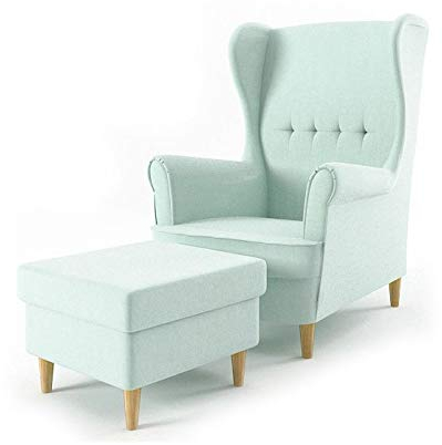 Sofini Ohrensessel Milo mit Hocker! Sessel für Wohnzimmer & Esszimmer! Skandinavisch, Relaxsessel aus Webstoff, Best Sessel! (Beauty 5)