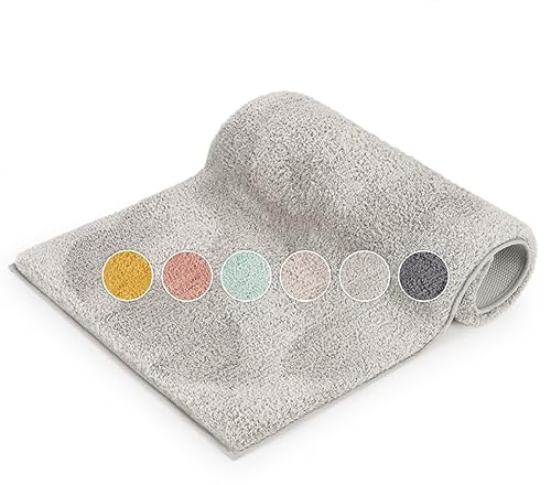 Blumtal Badematte 50x80 cm Hochflor - Oeko-TEX zertifizierter Badteppich - Badematten & Badteppiche - Duschvorleger - Badvorleger rutschfest waschbar -Badezimmerteppich rutschfest - Badematte Grau