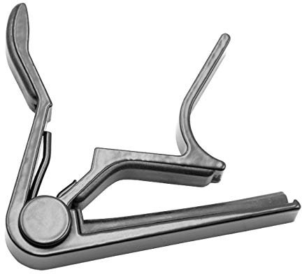 vhbw Capodastro, capo, capotraste para guitarras, guitarra acúsctica, guitarra eléctricacurvado, arqueado, negro