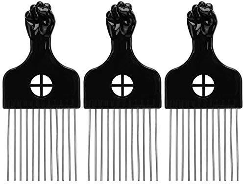 LUTER 3 Piezas Peine Afro Peine de Metal Desenredar Peluca Trenza Herramienta de Peinado Peines Metálicos para Mujeres y Hombres Negro