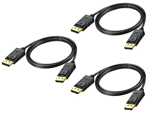 UVOOI DisplayPort to DisplayPort Cable 3-Pack, 6 Feet, 4K Display Port DP to DP Cord 6FT [4K@60Hz, 2K@165Hz, 2K@144Hz] Compatible with All Display Port Devices