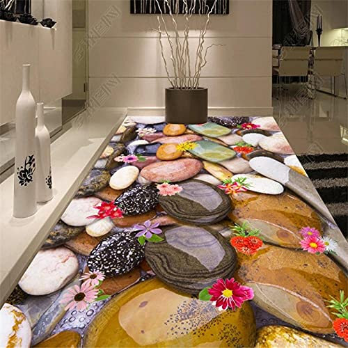 Papier peint pour chambre d'enfants Personnalisé cristal clair pavé fleurs 3d carrelage peinture au sol auto-adhésif papier peint-150 * 105 cm