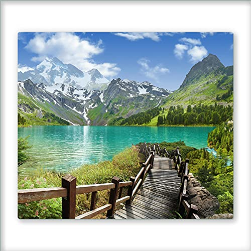 Canvas Fly 60x52 Glas-Herdabdeckplatte für Induktions- & Cerankochfeld Küchen-Spritzschutz Universale Küchenarbeitsplatte Schneidebrett & Kochplatte-Abdeckung Rutschfest Glasplatte inkl. Silikonnoppen