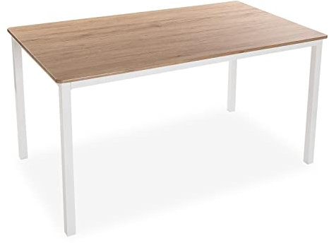 Versa Amaia Esstisch für Küche, Terrasse, Garten oder Esszimmer, Maßnahmen (H x L x B) 76 x 80 x 140 cm, Holz und Metall, Farbe: Weiß