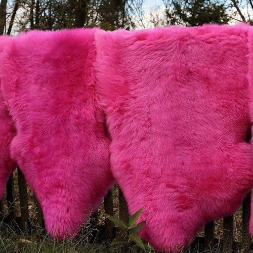Hollert Lammfell Merino Pink kuschelig flauschig Schaffell waschbar Echtfell Läufer Teppich für Wohnzimmer Kinderzimmer Schlafzimmer Größe 120-130