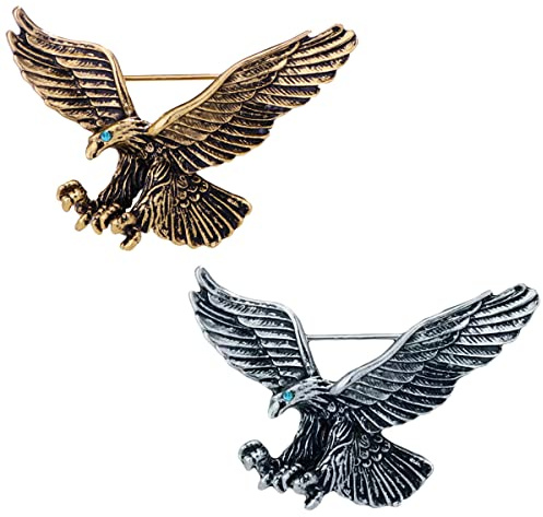 Weenkeey 2 Stück Männer Brosche Pin Retro Tier Brosche Abzeichen Anstecknadeln Männer Kristall Brosche Kragennadeln Pin für Anzug Mantel Hemden Hüte - Gold Silber