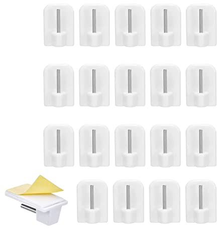 JZK 20 ganci autoadesivi bianchi in plastica adesivi ganci per finestre per tende a rete per bagno, camera da letto, cucina
