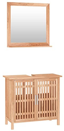 vidaXL Conjunto de Muebles de baño 2 Piezas Madera Maciza de Nogal