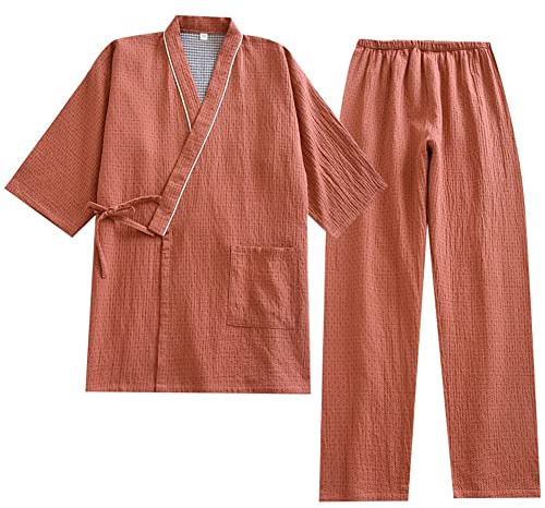 OWLONLINE Pijama Estilo Japonés Mujer Gasa Algodón Kimono Japonés Traje Talla XL