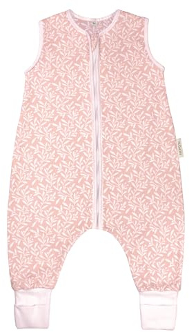 MOYO Baby Schlafsack mit Füßen I Rosé mit Blüten I Atmungsaktiver Babyschlafsack 1.0 TOG in 90cm I Schlafsack mit Beinen aus 100% Bio-Baumwolle I GOTS-Sommerschlafsack für Babys & Kleinkinder