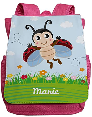 minimutz Kindergartenrucksack Mädchen mit Name | Personalisierter Rucksack Marienkäfer Ladybug für Kinder | Kleiner Freizeitrucksack Kinderrucksack Kita Kindergarten 2-5 Jahre