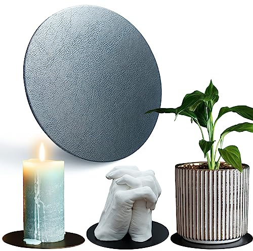 1x Untersetzer Leder für Abdruckset, Glasuntersetzer für Getränke, Bar, Tassen, Glas - Tischuntersetzer, Untersetzer für Kerzen, Schlüssel etc schwarz rund 15cm