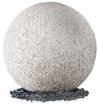 SSC-LUXon Lámpara de jardín esférica de 20 cm de diámetro con sensor de luz diurna para exteriores IP65 – Bola de jardín con aspecto de piedra natural con cable de 3 m incluye E27 LED 9 W blanco