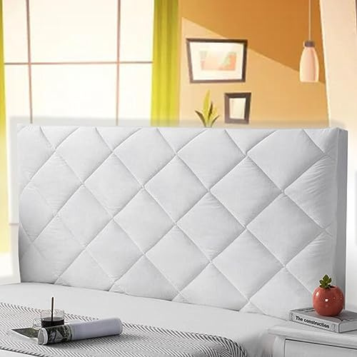 Rivestimento per Testiera Letto Matrimoniale Copritestata Imbottito Testiera Raccordi Cuscini da Lettura Copri Testata Letto Matrimoniale all-Inclusive Coperchio Europeo Cover,white-120cm